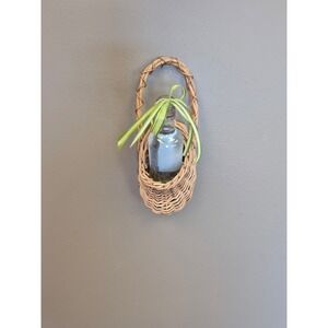 Vintage Handwoven Wicker Wall Pocket Basket 10 Boho Farmhouse Wall Planter Decor